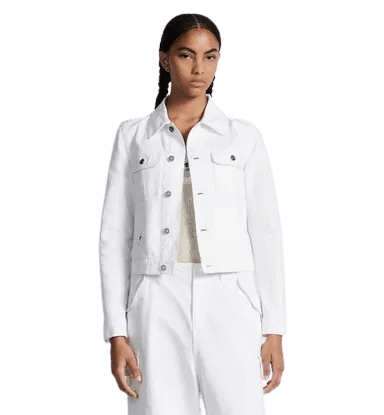 화이트 코튼 데님 & 멀티 컬러 Dragon 모티브 자켓