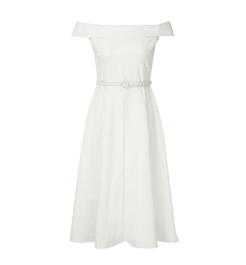 KATRINA OFF SHOULDER MIDI DRESS (IVORY)