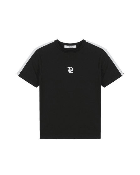 피티드 라인 코튼 티 블랙