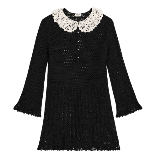 BABYDOLL MINI DRESS IN CROCHETED COTTON