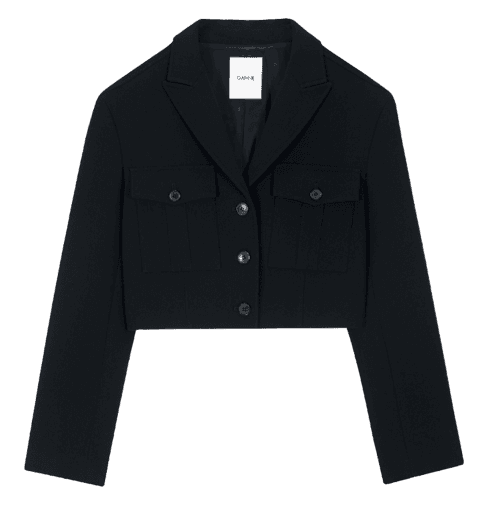 P2 울 포켓 숏 자켓 - Black