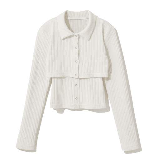 Ru Ribbed Cardigan Set-up - Ecru