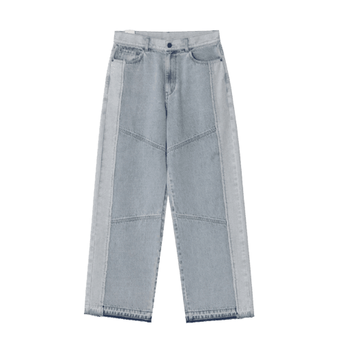 로우컷-리워크 와이드 데님 팬츠 (라이트블루)