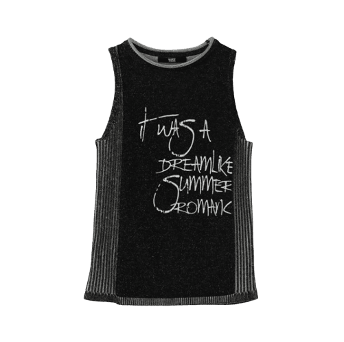 TWO TONE LETTERING SLEEVELESS KNIT TOP - BLACK