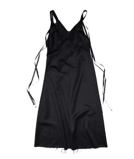 TAPE TIE GRUNGE SLIP - BLACK AND SATIN