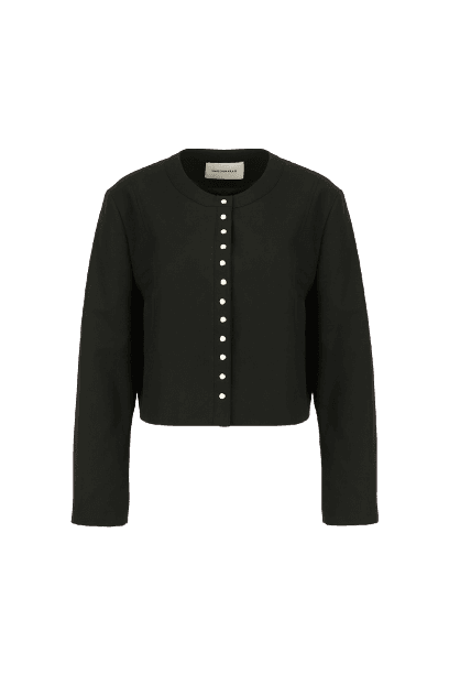 Snapped Crop Jacket, Black