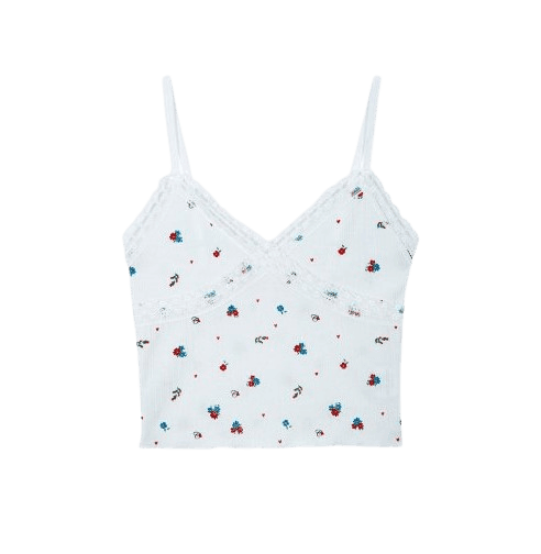 CALIE LACE RIB TOP IVORY