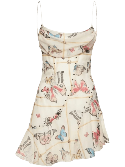 Butterfly Print Georgette Mini Dress