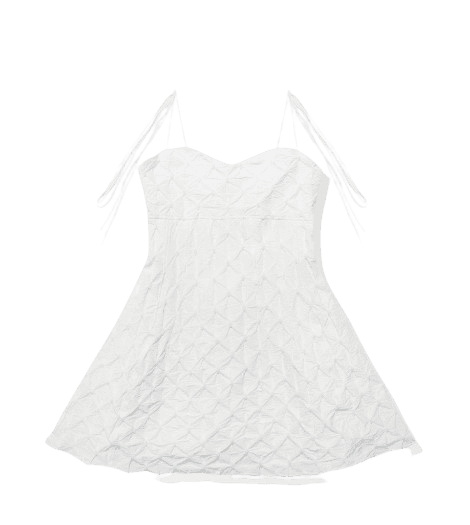 Embroidery Bumpy Dress White