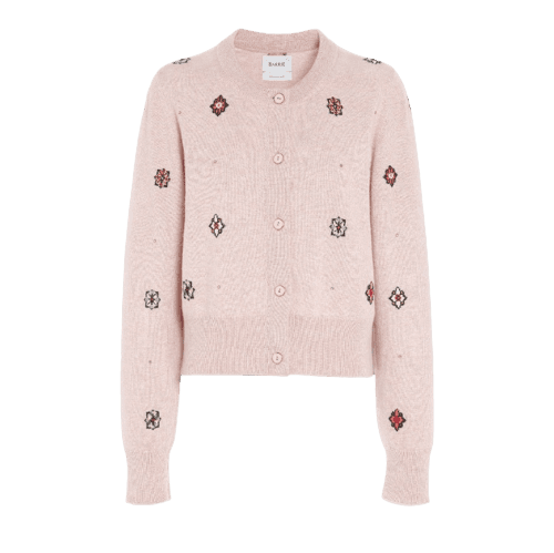 캐시미어-코튼 혼방 꽃무늬 패턴 카디건