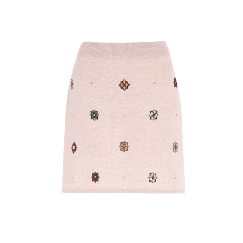 캐시미어-코튼 꽃무늬 패턴 미니 스커트