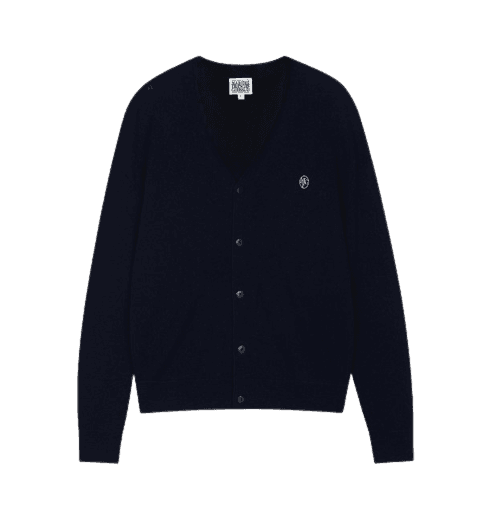 V NECK MERINO WOOL CARDIGAN navy
