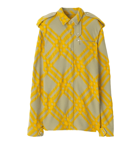 체크 울 블렌드 셔츠 헌터