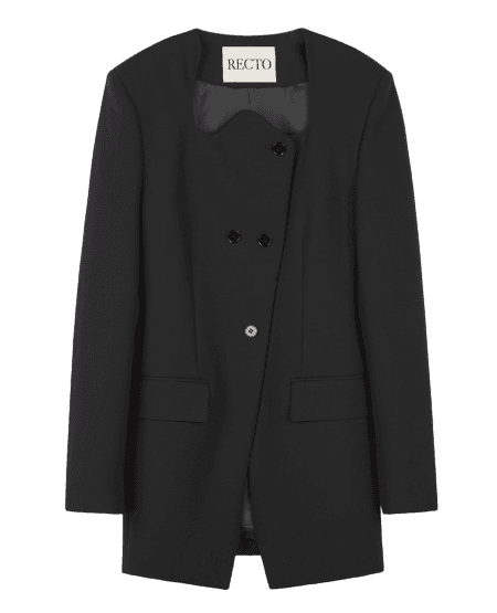 RC SIGNATURE CURVED NECK LONG JACKET (BLACK)