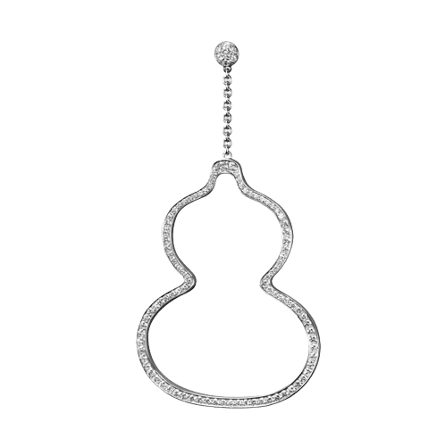 18K 화이트골드, 파베 다이아몬드의 라지 울루 이어링