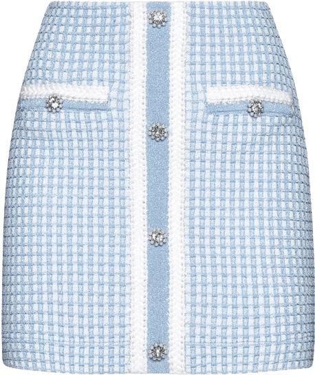 Blue Lurex Knitted Mini Skirt