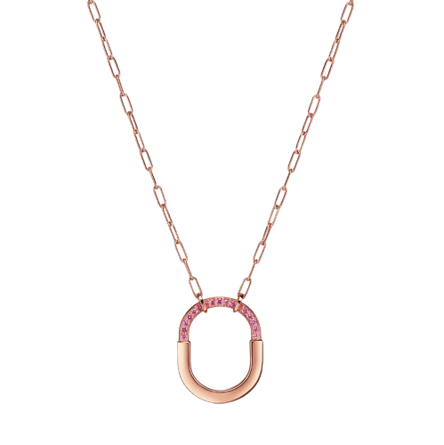 미디엄 펜던트 로즈 골드에 핑크 사파이어 세팅