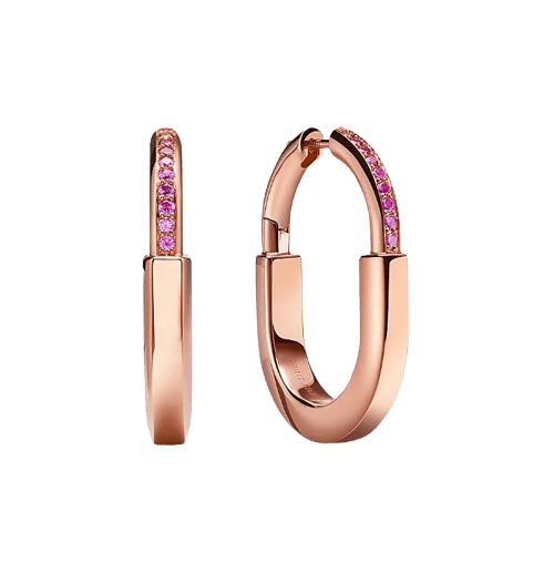 미디엄 이어링 로즈 골드에 핑크 사파이어 세팅