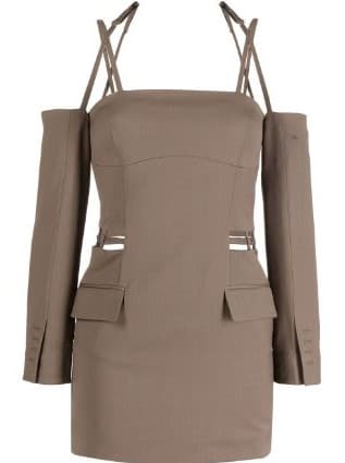 Bodycon Wool-blend Mini Dress In Brown