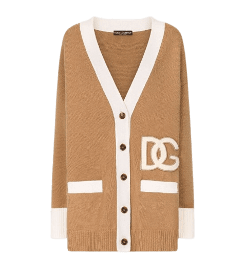 DG 자수 패치 롱 울 카디건