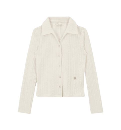 오픈 카라 니트 가디건_IVORY