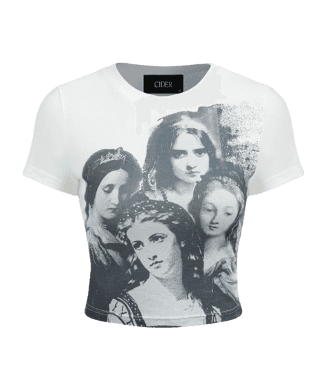 그래픽 반소매 크롭 티셔츠