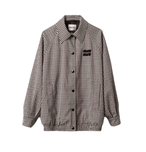 깅엄 체크 블루종 재킷