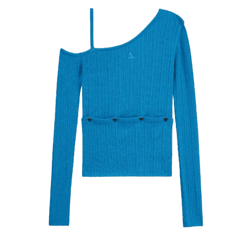 TWO WAY RIBBED ASYMMETRIC KNIT TOP (MARINE BLUE)