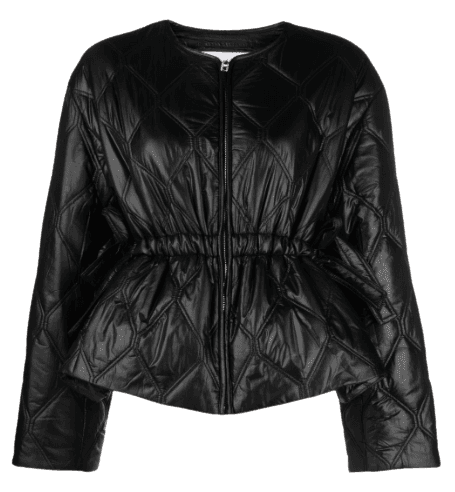 퀼팅 라운드 넥 재킷