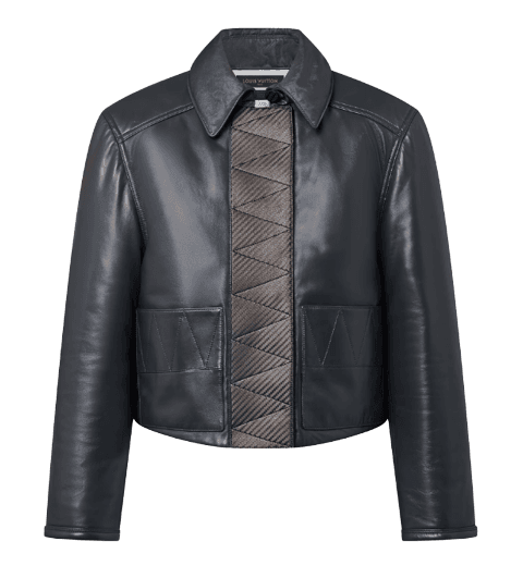 톱스티치드 레더 박시 재킷