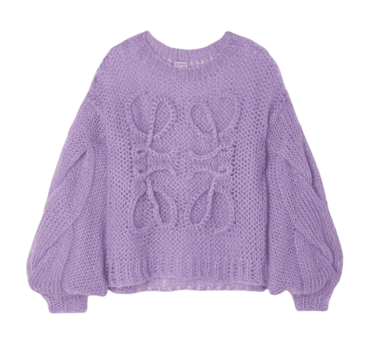 Anagram Open-knit Mohair-blend Sweater In Purple