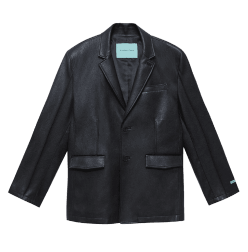 Ms 에코 레더 싱글 자켓 - 블랙