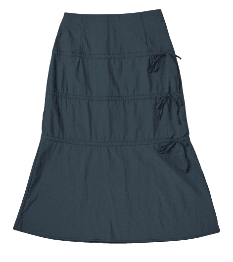 TREE-RUNG SIDE RIBBONE SKIRT CHARCOAL