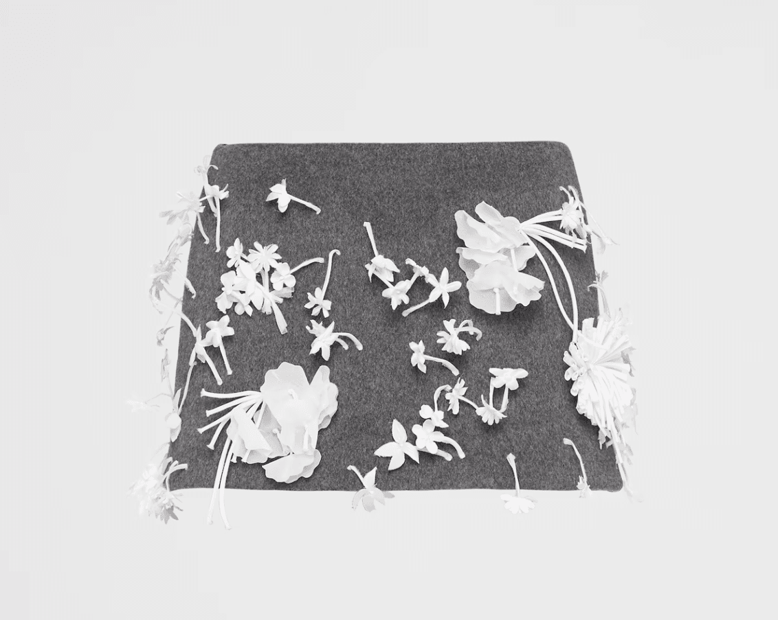 자수 벨루어 미니스커트