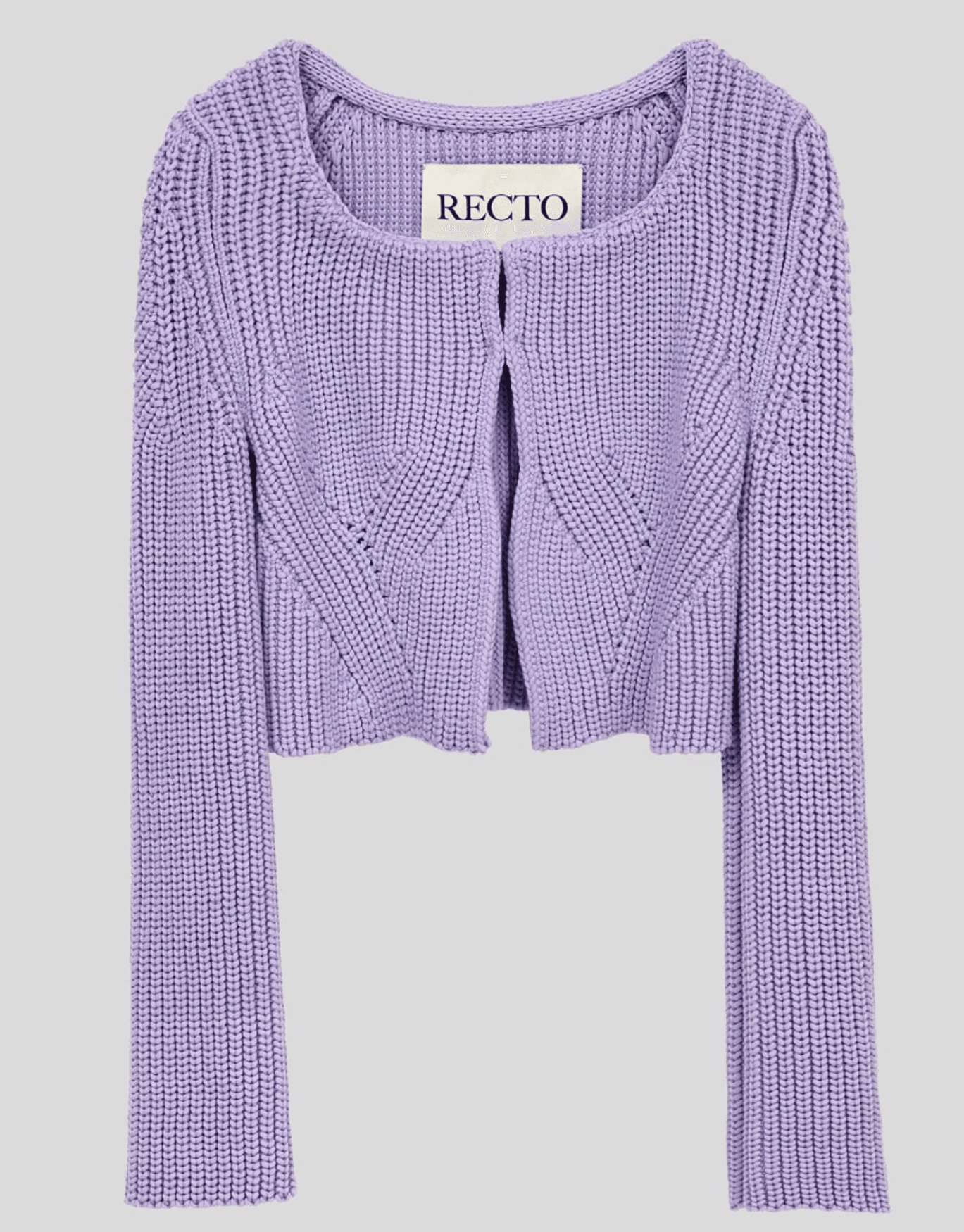 SCOOP NECK CHUNKY CARDIGAN (LILAC)