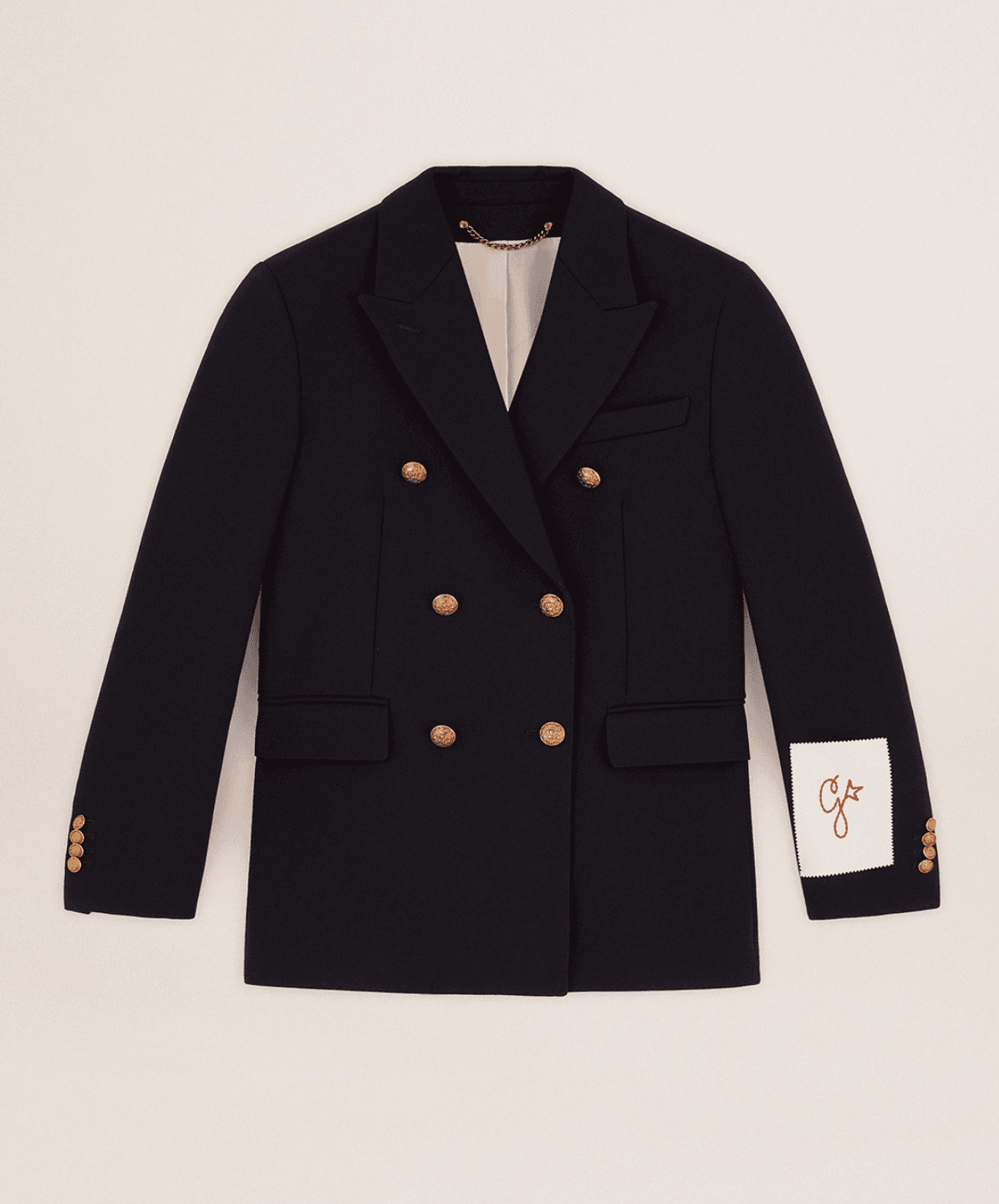 여성 더블 브레스트 다크 블루 블레이저