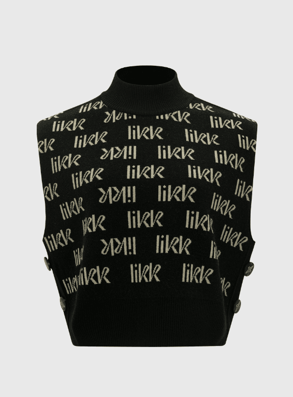 반넥 옆 단추 울 베스트