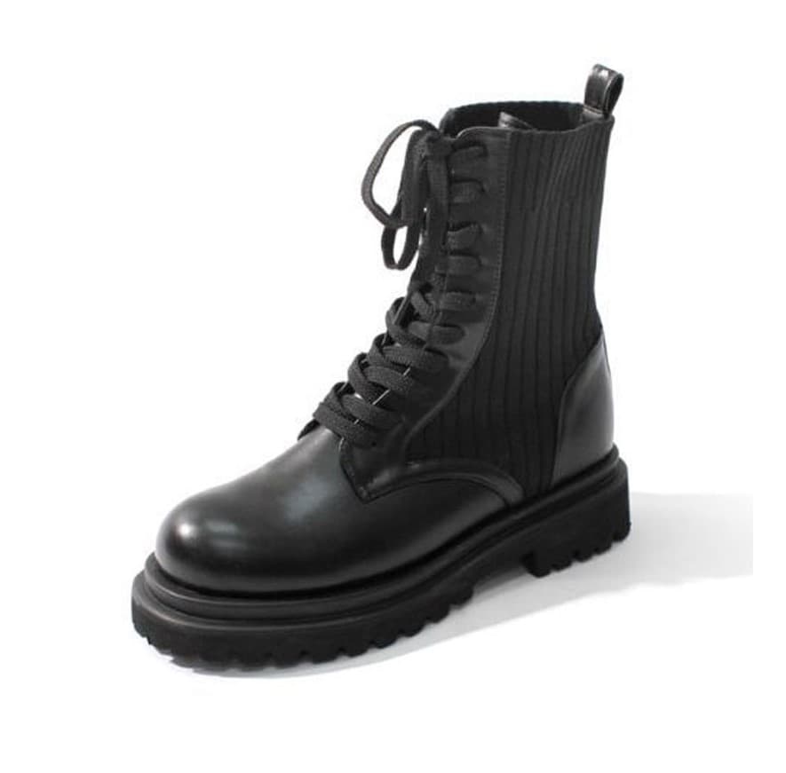 Riana Knit Lace-Up Walker Boots_B1525