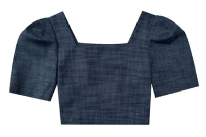 코튼 퍼프 크롭 블라우스