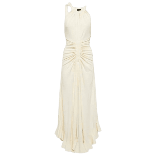 Ruched crepe maxi dress
