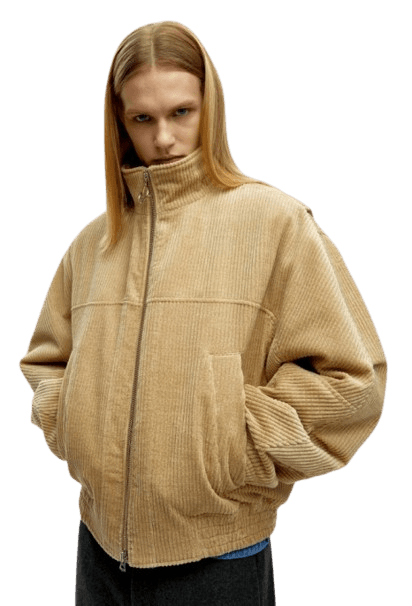 베이지 코듀로이 집업 자켓