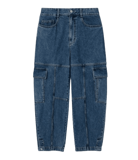 블루 벌룬 데님 카고 팬츠