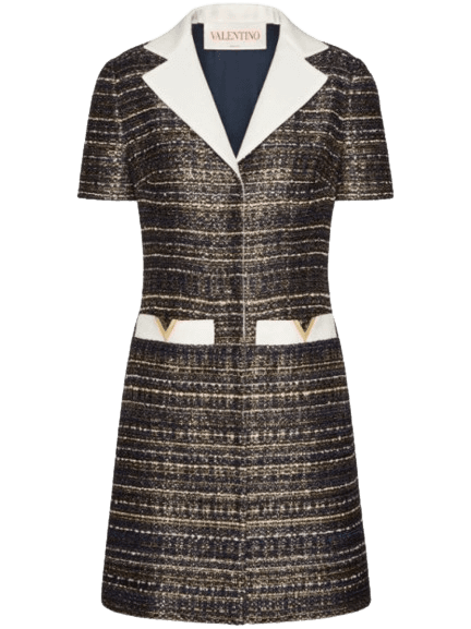 브이골드 트위드 미니 드레스
