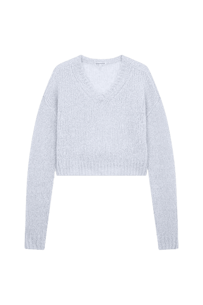 크롭트 브이넥 부클 니트