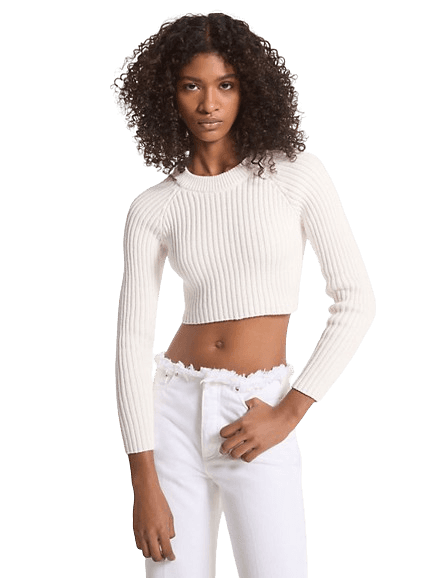 골지 오가닉 코튼 크롭니트 스웨터