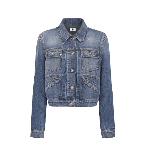 DIOR 크롭 재킷 블루 스톤워싱 코튼 데님