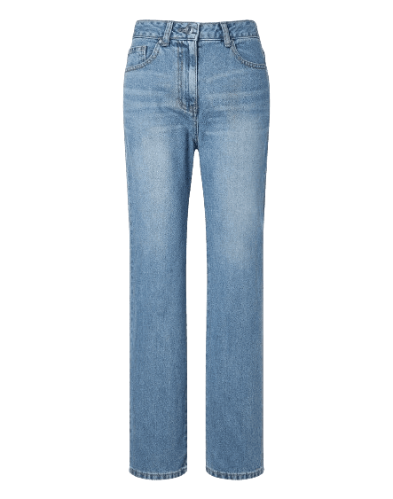 바쉬 블루 워싱 면 데님팬츠