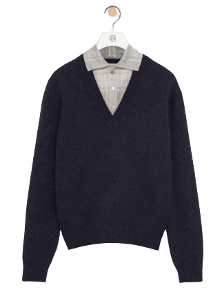 Trompe l'oeil sweater in wool and silk S540Y14KEQ