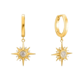 미드나잇 스타 허기 스톤 펜던트 원터치 미니 링 귀걸이 925 실버 귀걸이 E026-04