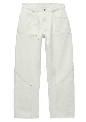 더블니 워크 데님 팬츠 화이트